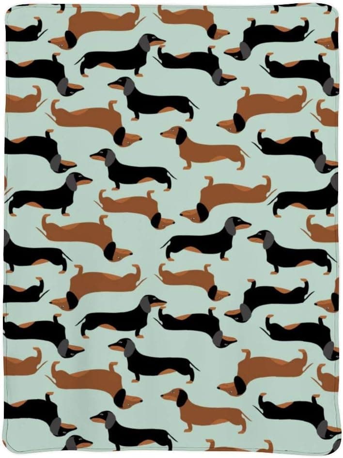 JASMODER Throw Blanket Dachshund Soft Microfiber Lightweight Cozy Warm Blankets for Couch Bedroom Living Room