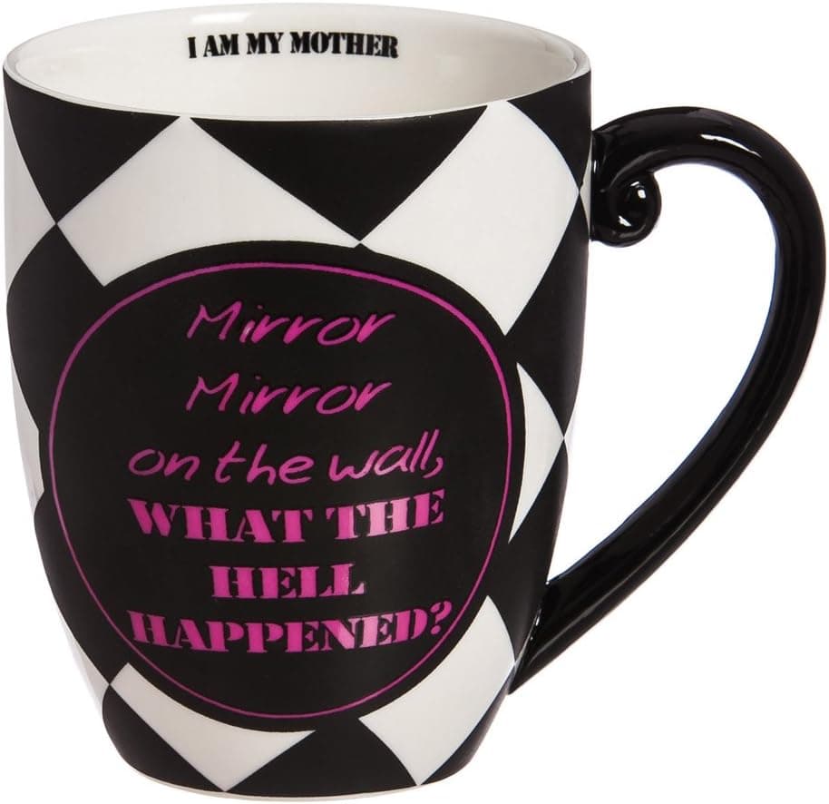 Mirror Mirror Black and White Ceramic Oversized Coffee Mug
