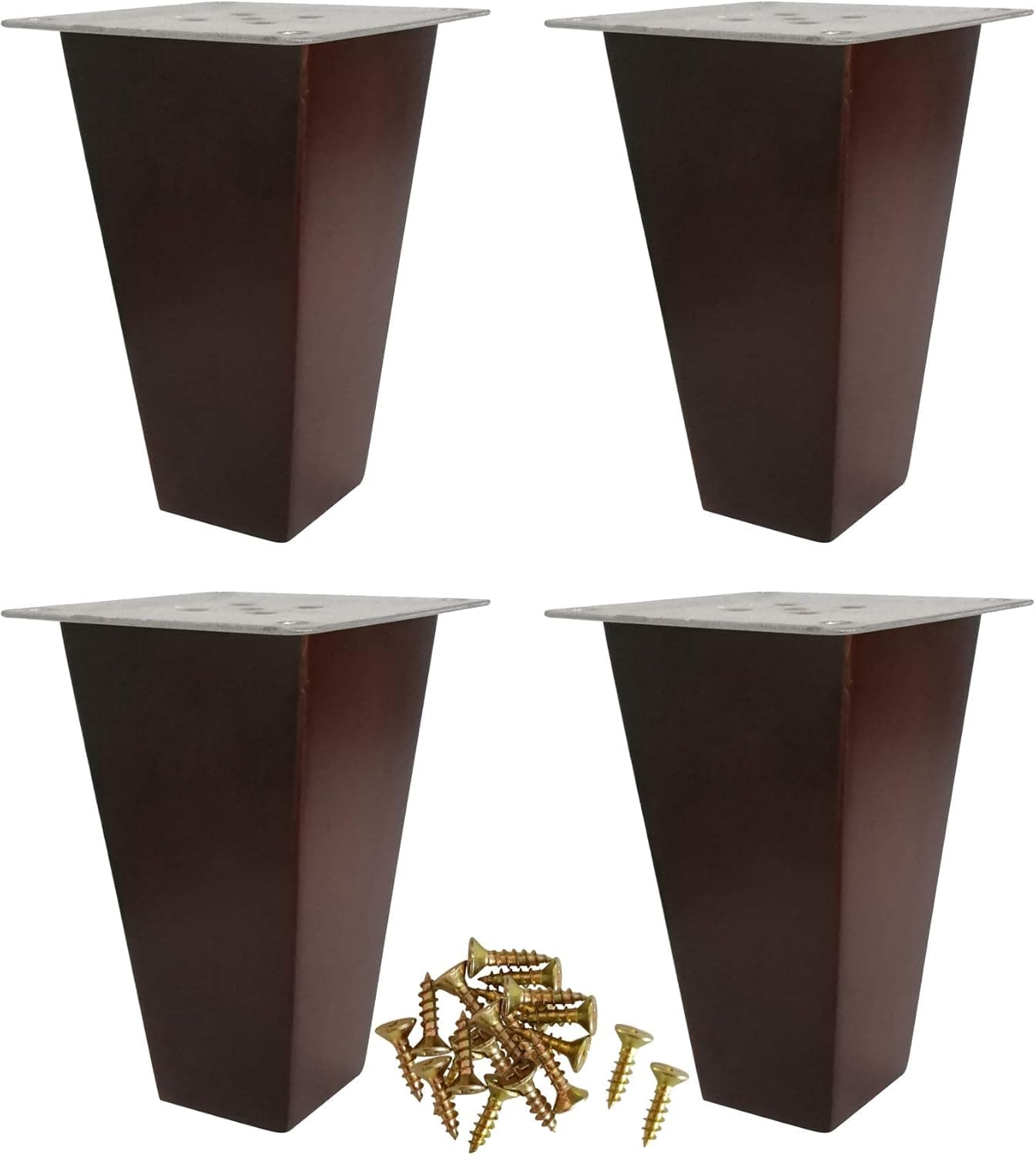 Btibpse Solid Wood Square Tapered Leg 4.75 Inch Walnut Finish Furniture Sofa/Chair/Ottoman Tapered Bun Feet Set of 4
