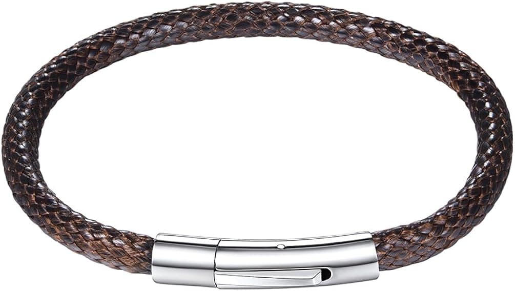 PROSTEEL Braided Leather Bracelets, Custom Beads Custom ID Bracelet for Men Women, Personalized 2-5 Name Engraved, Come Gift Box