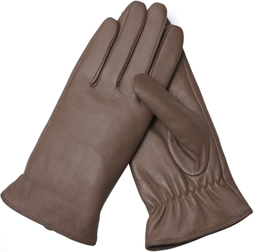 AMVELOP Warm Women Leather Touchscreen Gloves Lambskin Driving Gloves