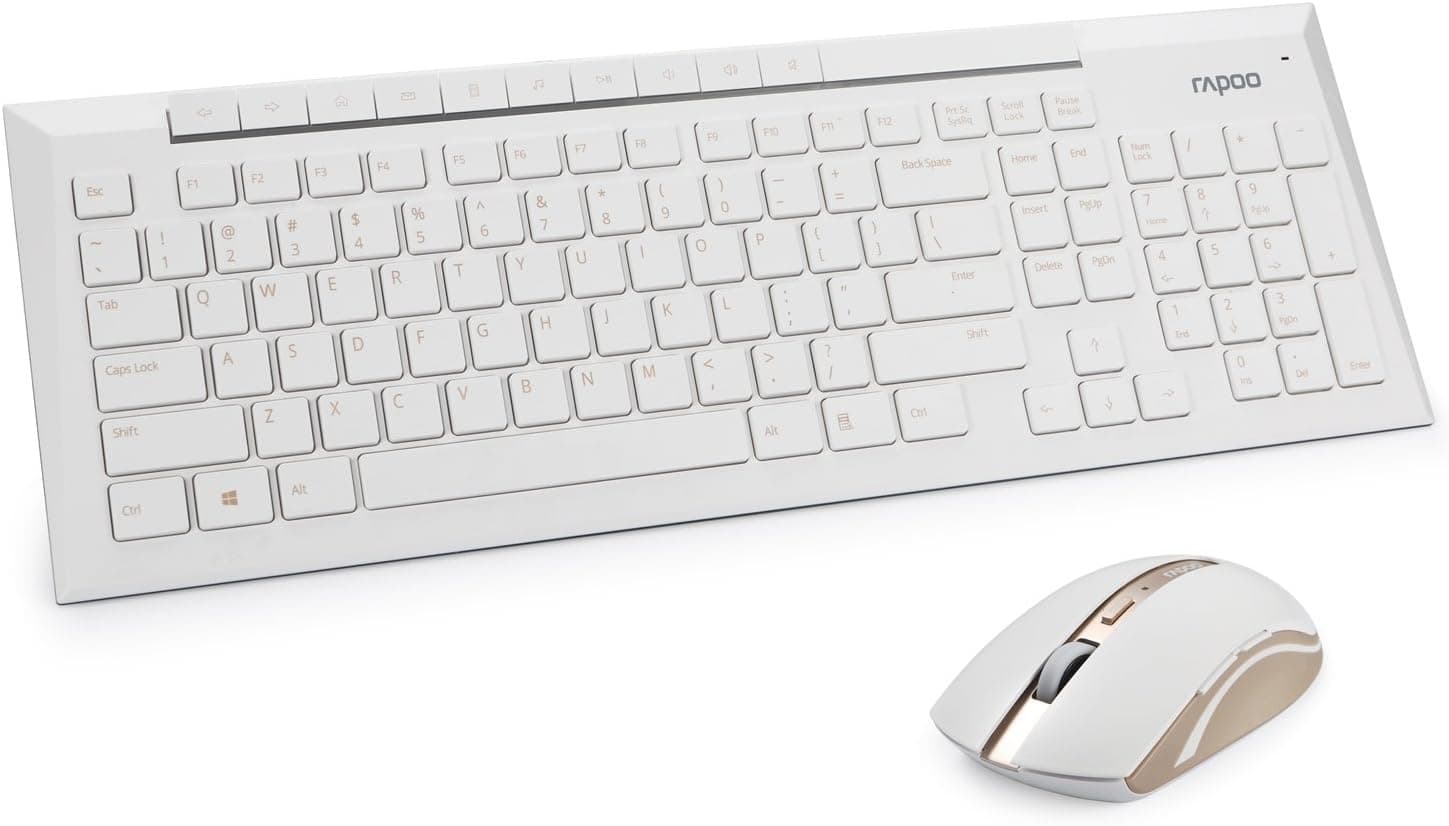 Rapoo Arion 8200P 5G Multimedia Wireless Keyboard and Mouse Combo - Gold
