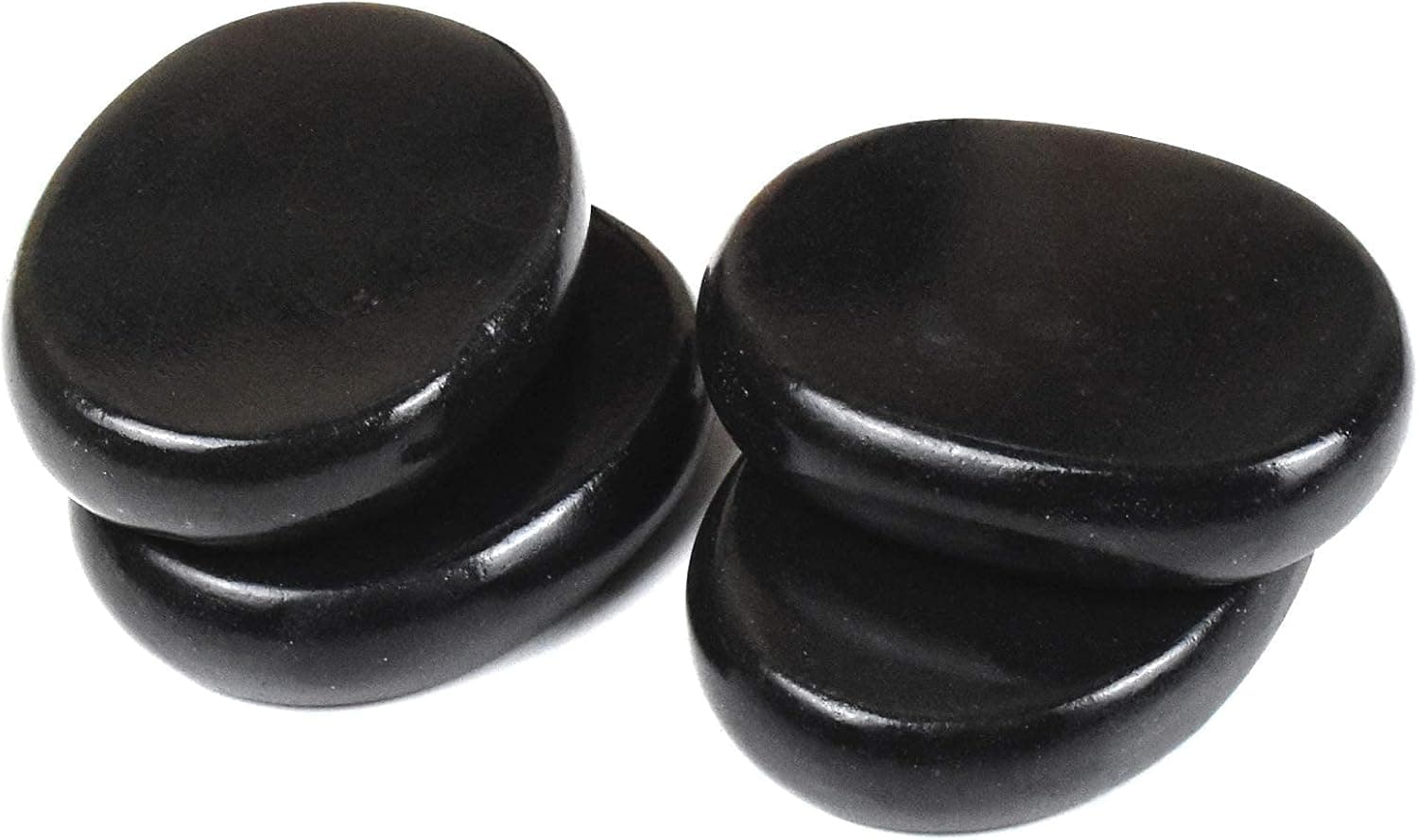 Windfulogo 4Pcs Hot Massage Stones Set Natural Basalt Heated Warmer Stone for Spa Massage 2.36 x 3.14in (6x8cm)