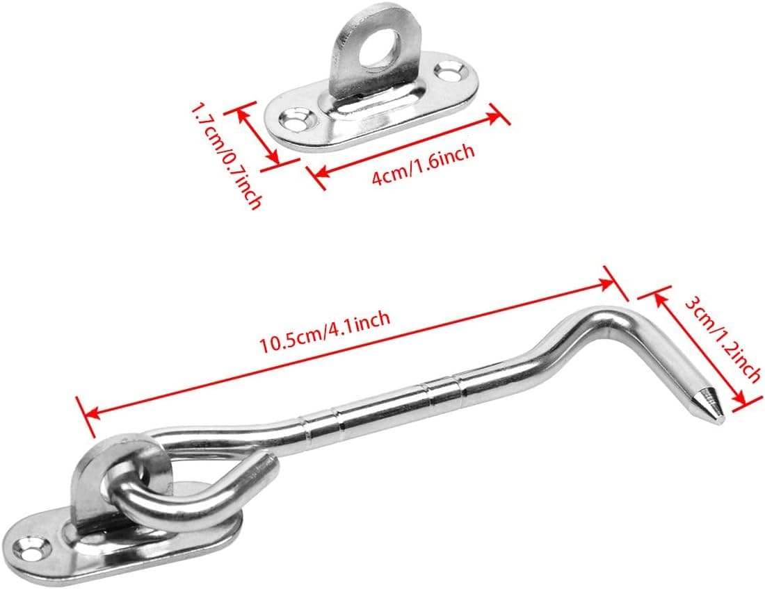 Eyourlife 4 Pack 4.1 inch Barn Door Latch, Solid Thicken Gate Latch Door Lock Cabin Hooks and Eye Latch with Mounting Screws for Window, Sliding Door, Bedroom