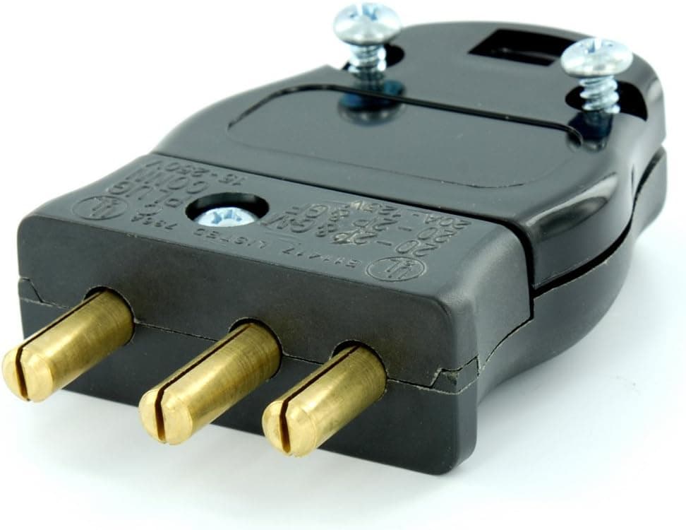 Leviton 20MP-E 20A-125 Volt, 2 Pole-3 Wire, Stage Pin, Male Plug Pressure Plate Terminals, Black