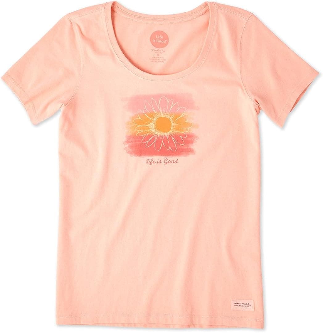 Life is Good Women's Crusher Scoop Watercolor Swash Chkpch T-Shirt,