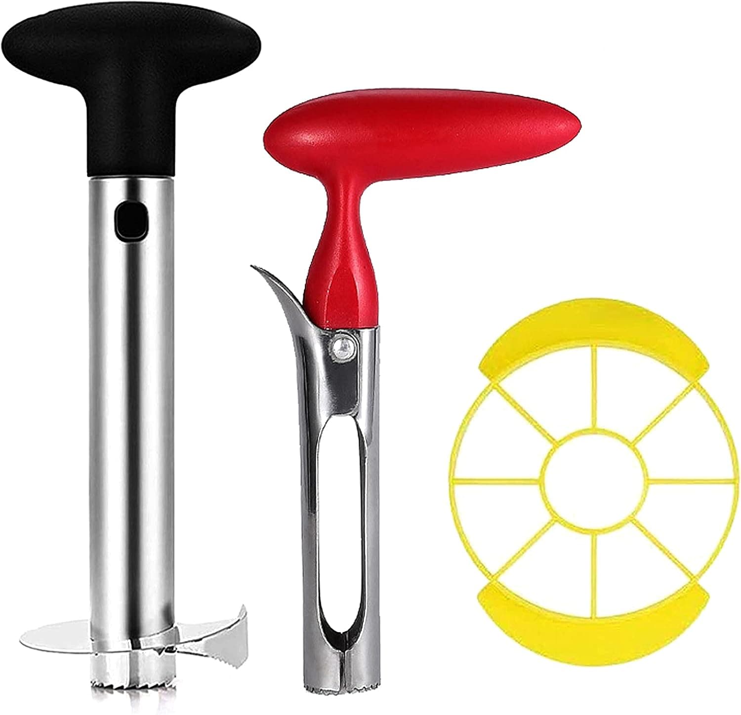 Fruit Corer and Slicer Tool Set Pineapple Apple Peeler Corers 3 Pack Durable Stainless Steel Easy Clean Dishwasher Fruits Vegetable Gadget Home Kitchen (Pineapple Corer+Apple Corer)
