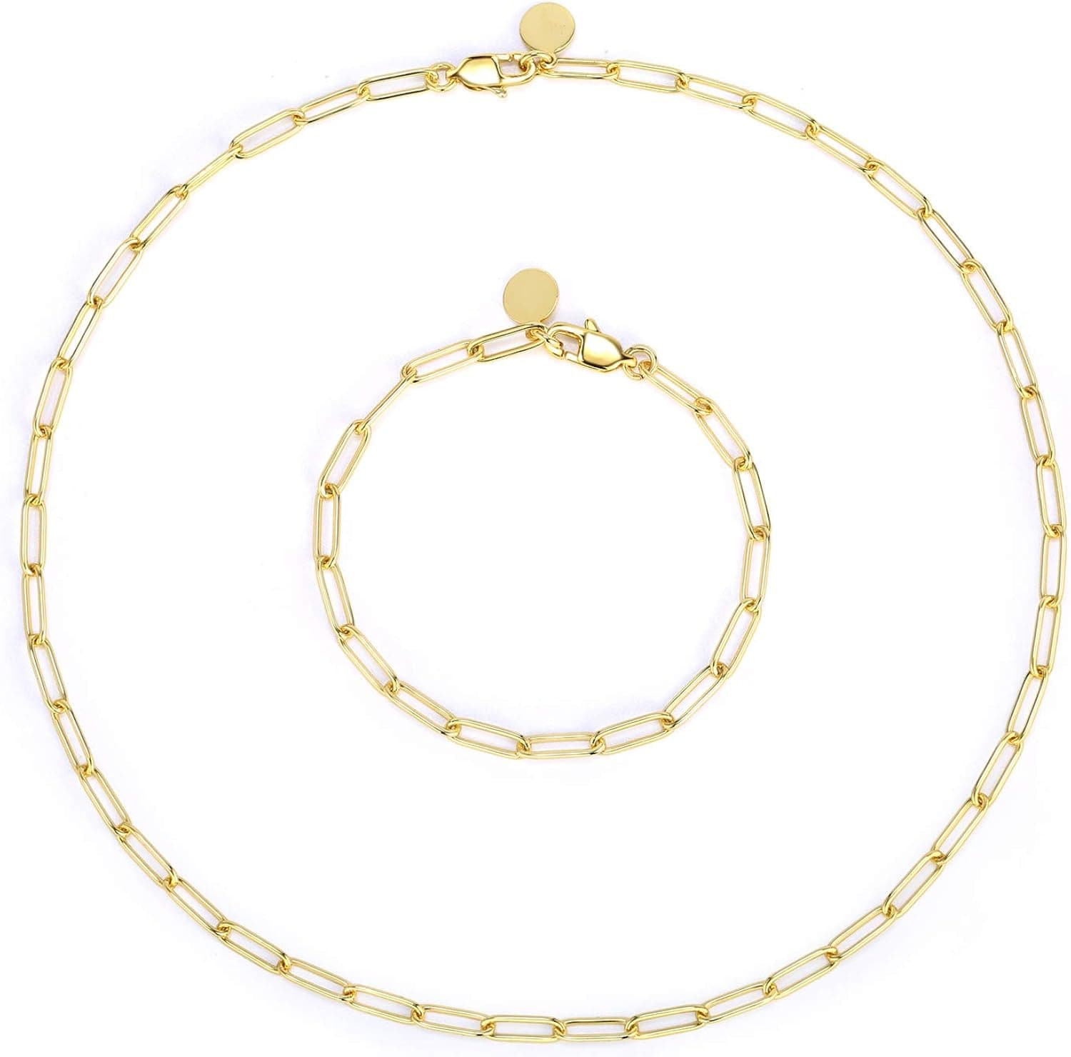 ALEXCRAFT 14K Gold Plated Paperclip Chain Link Choker Necklace for Women Girls