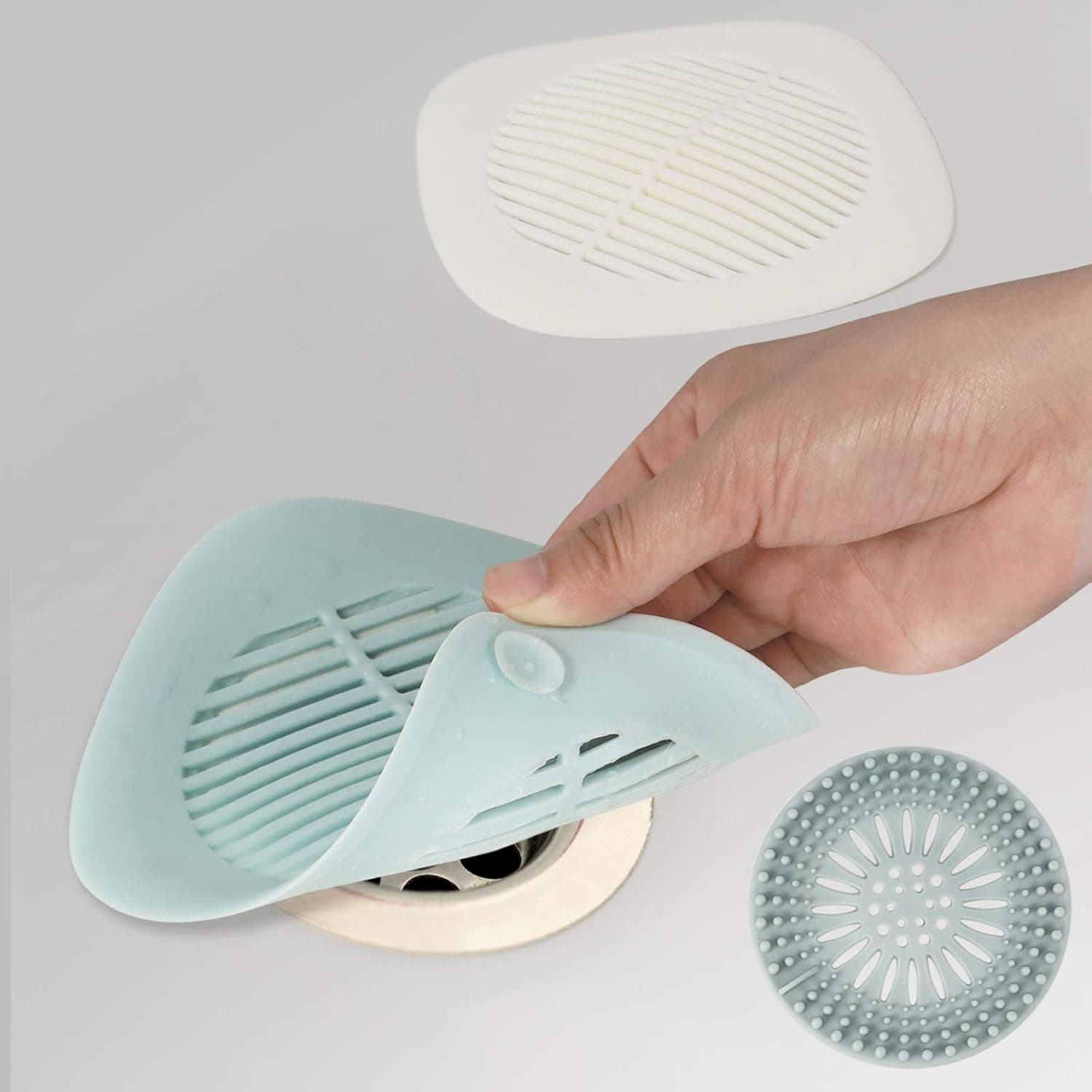 Drain Hair Catcher 3 pack, Shower Drain Hair Trap, Silicone Drain Cover Suction, Sink Drain Hair Stopper, Water Trap Cover for Bathroom Bathtub and Kitchen