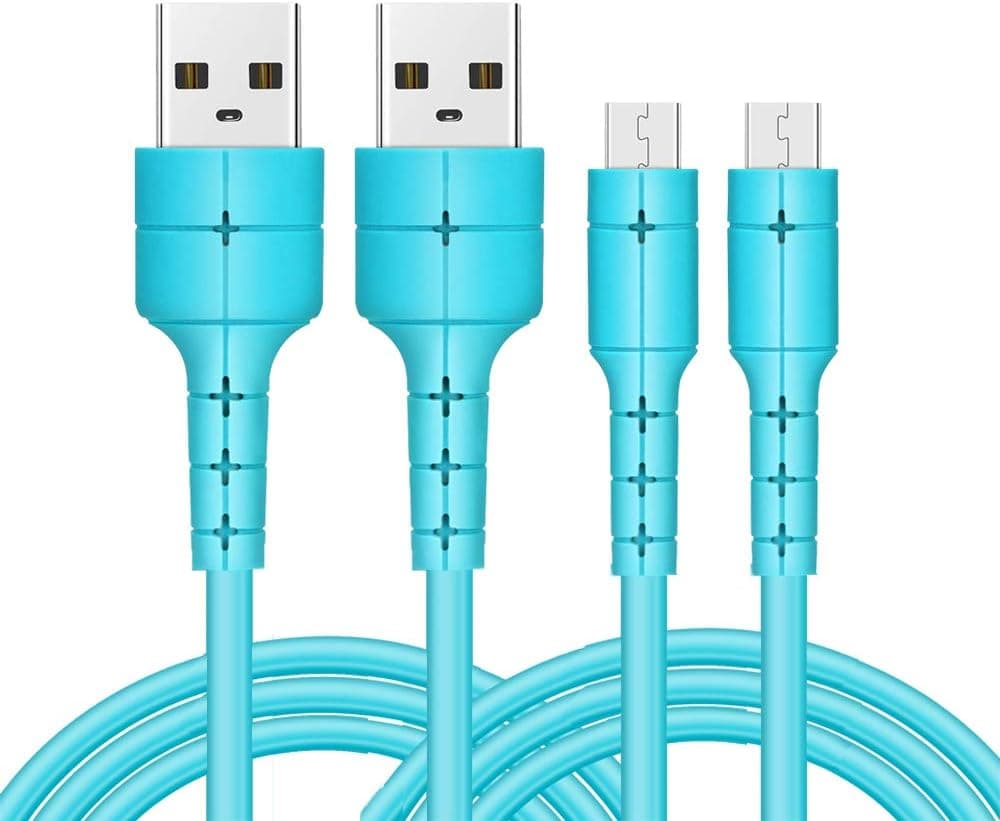 Micro USB Cable [6.6ft 2Pack] Extra Long Charging Cord High Speed Android Charger Compatible Samsung Galaxy S7 Edge S6 S5 Android Phone LG G4 HTC PS4-Teal