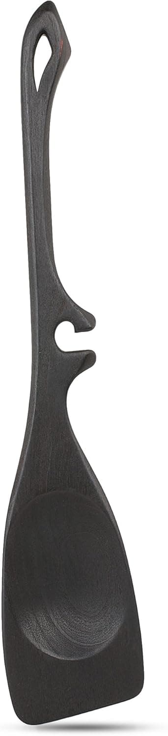 Jonathan's Family Spoons 11-Inch Lazy Zoon, Spatula & Spoon Combination Kitchen Utensil, Handmade Cherry Wooden Spoon for Cooking, Mixing and Serving