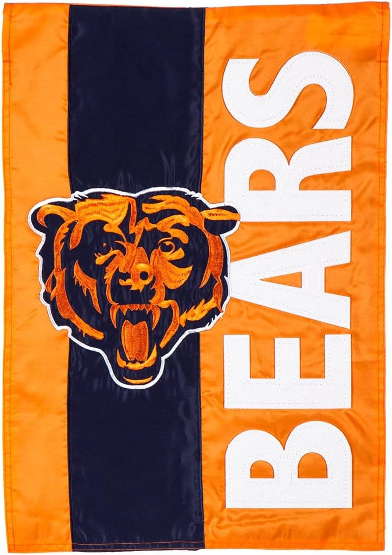 Team Sports America NFL Chicago Bears Embroidered Logo Applique Garden Flag, 12.5 x 18 inches Indoor Outdoor Double Sided Decor for Football Fans