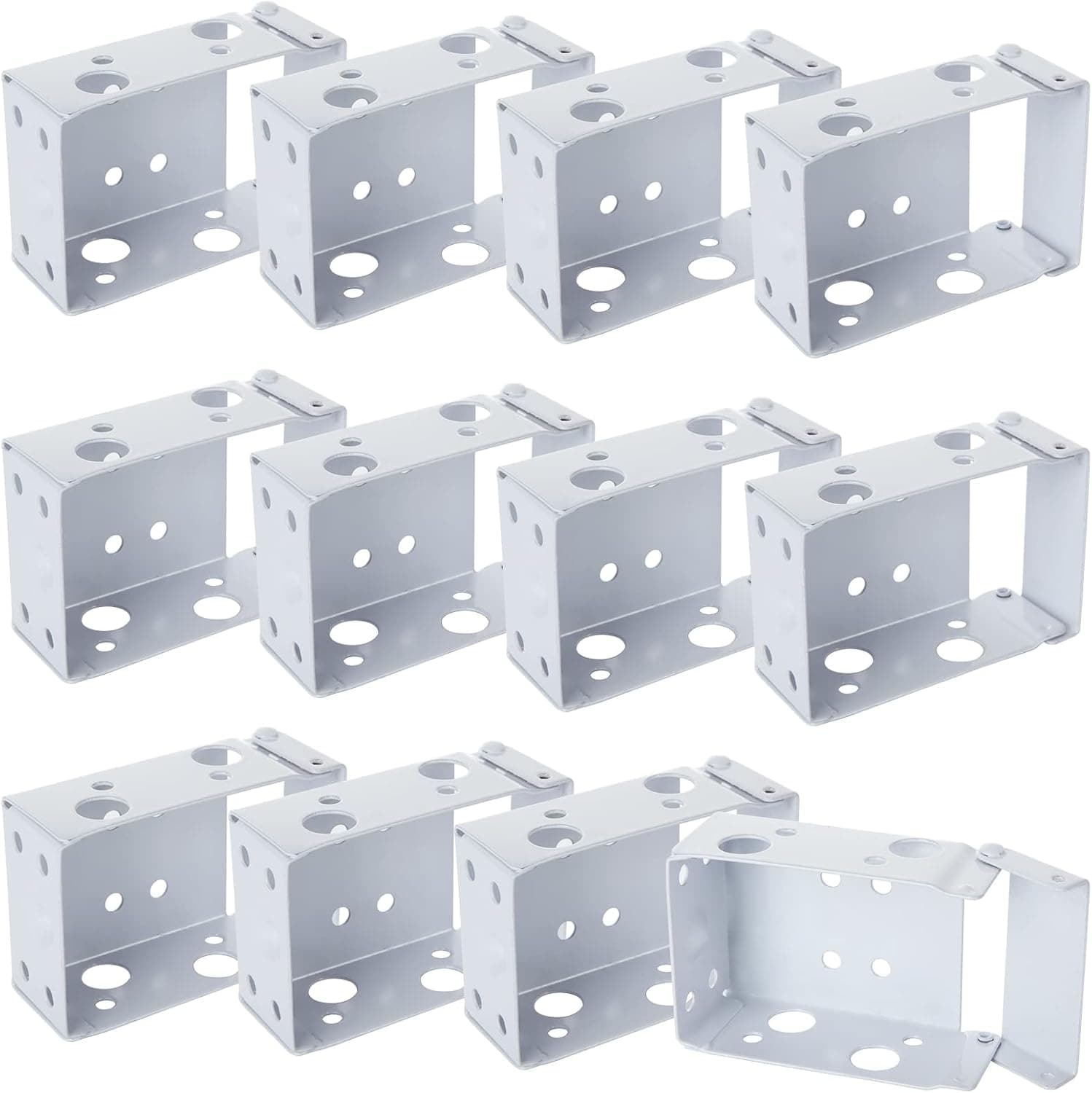 12 Pcs Blind Brackets, White Low Profile Box Mounting Bracket for Window Blinds Headrail Holder Bracket Installation, No Screws (6 Sets)