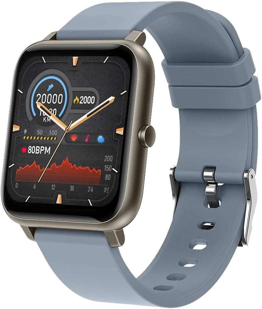 EBAKIN Smart Watch Fitness Tracker 1.4 inch Full-Touch Screen IP67 Waterproof Blood Pressure Heart Rate Blood Oxygen Multi-Sport Fashion Smartwatch(Gray)