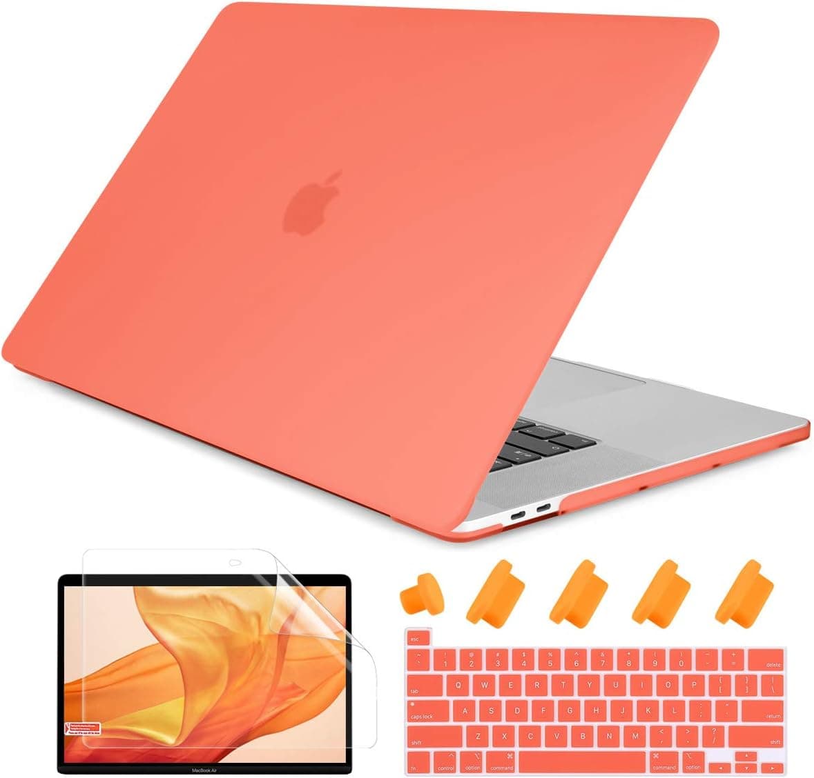 DONGKE for MacBook Pro 13 inch Case 2022 2021 2020 Release Model: A2338 M2/M1 A2251 A2289, Plastic Hard Shell Case & Keyboard Cover Only Compatible with MacBook Pro 13 Touch Bar, Living Coral