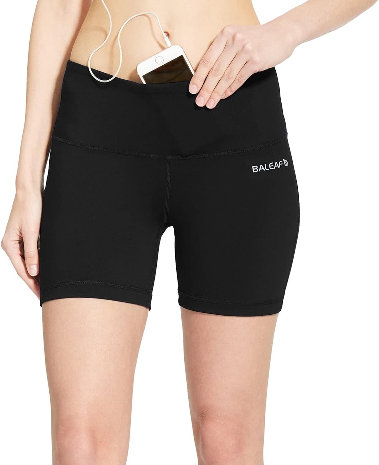 BALEAF Women's 5" Volleyball Biker Running Yoga Shorts Spandex Compression High Waisted Shorts Pocket