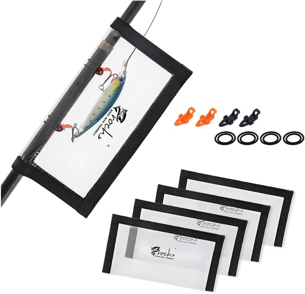 Fishing Lure Wraps 4-Pack Clear PVC Lure Covers 4.5" W x 8.6" L with Fishing Hook Keepers