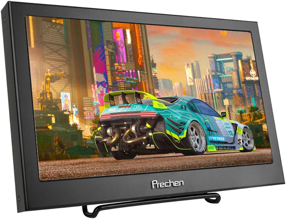 Prechen,Portable HDMI Monitor 13.3 inch 1920x1080HDMI VGA Gaming Monitor for PS3 PS4 WiiU Xbox360 Raspberry Pi 3 2 1 Windows 7 8 10 System Home Office,Build in Speaker