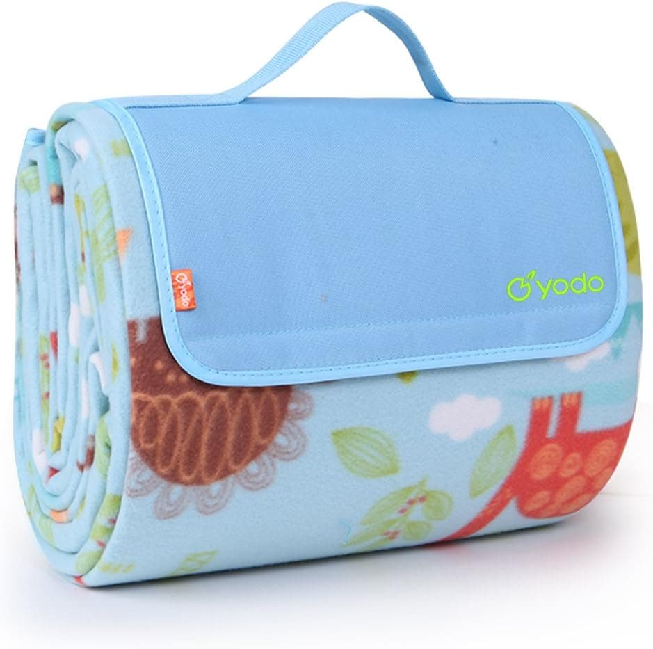 Yodo Extra Large Outdoor Waterproof Picnic Blanket Tote 79" x 59"Light Weight with Soft Fleece and Padding,Dinosaurs