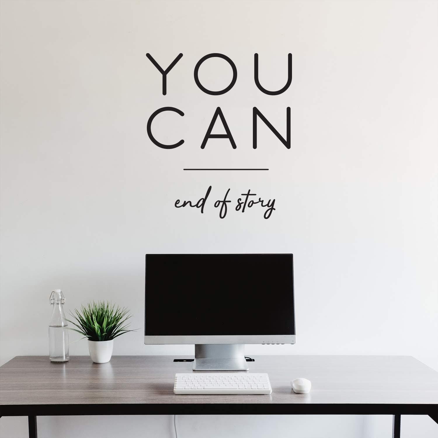 Vinyl Wall Art Decal - You Can End of Story - 25" x 22" - Motivational Positive Quotes for Home Bedroom Apartment Office Workplace Living Room Business Decor (Black)
