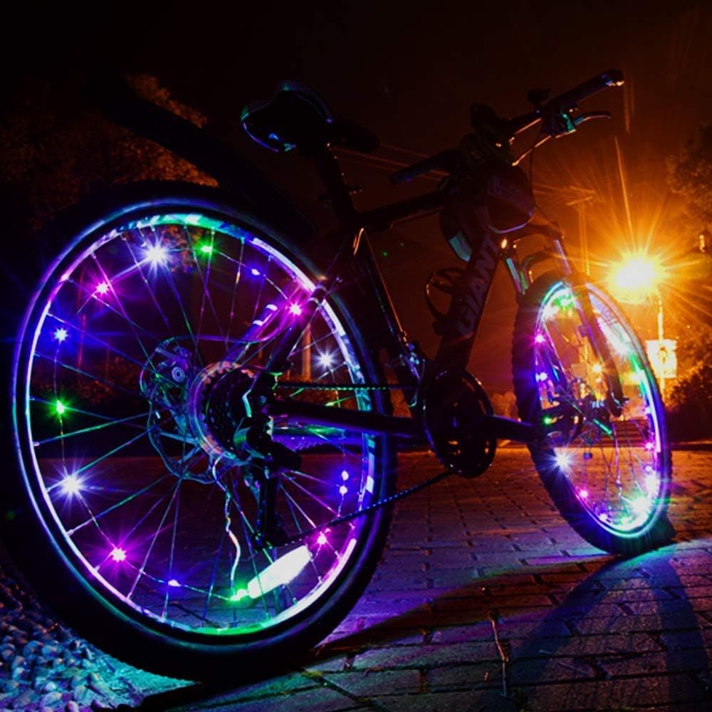 CYCPLUS Bike Wheel Lights with Batteries Included Safe and Visible Lighting Tire Accessories Waterproof Bicycle Wheel Light String Ultra Bright LED (1 Pack for One Wheel)