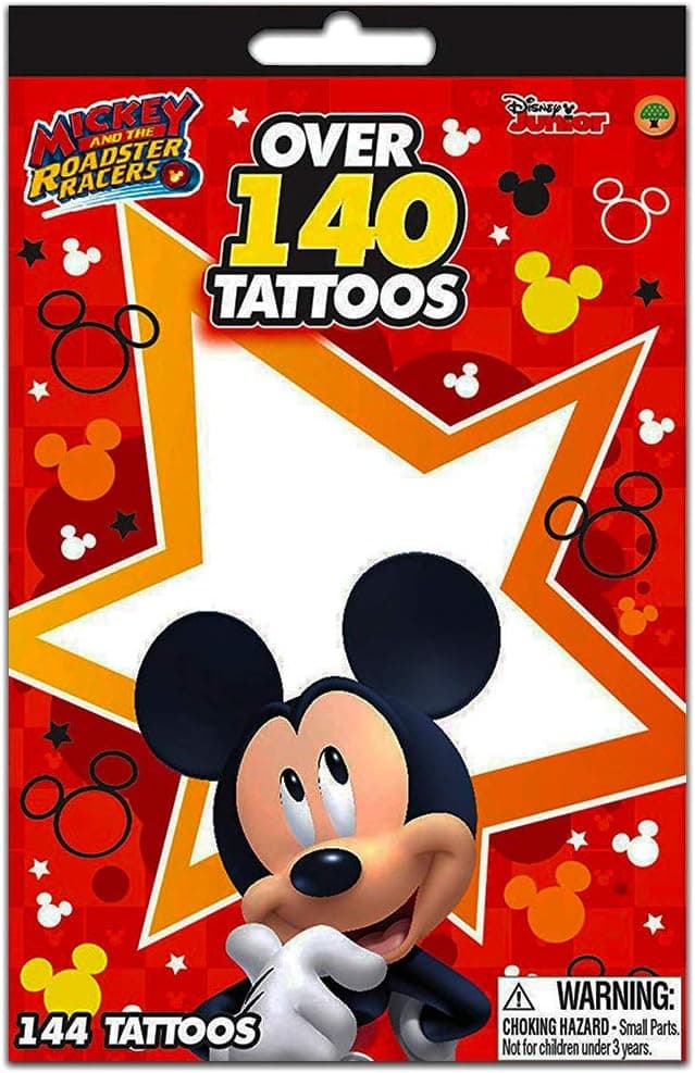 Disney Junior Mickey Mouse & The Roadster Racers Over 140 Temporary Tattoos Booklets - Easy To Apply & Remove, Smudge Proof, Cute Assorted Designs - Party Favors & Handouts (1-pack)