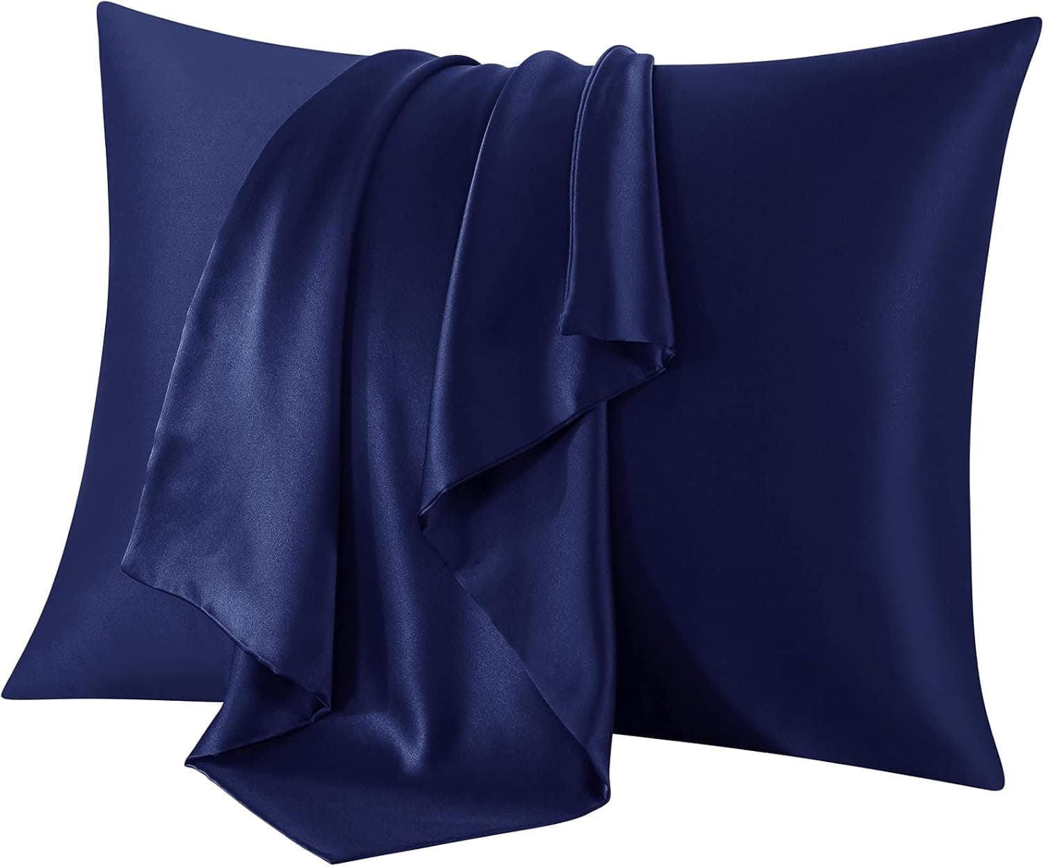 100% Mulberry Silk Pillowcase Pure,21 Momme Both Side Real Silk Pillowcases Hidden Zippered Slip Silk Pillowcase Hypoallergenic Soft Breathable for Hair and Skin（Navy Blue, Queen: 20"x30"）