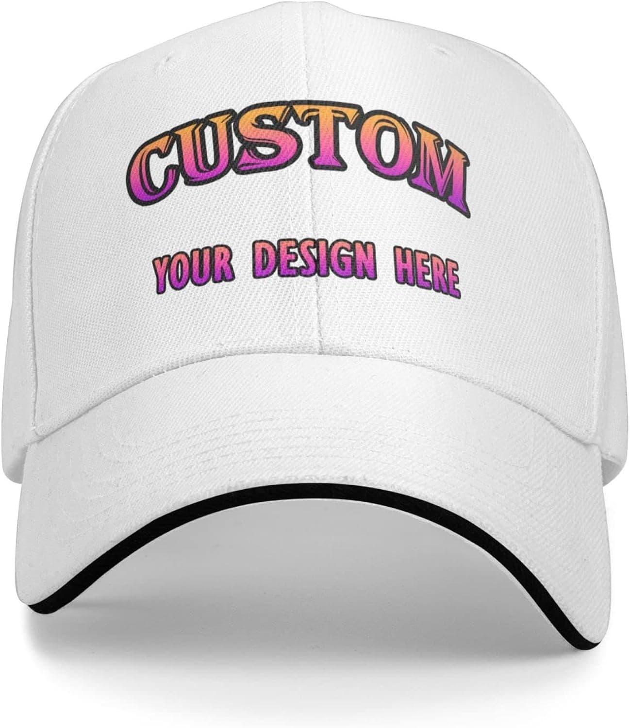 Custom Baseball Cap with Your Picture Text, Personalized Dad Adjustable Trucker Caps Casual Sun Peak Hat for Gifts