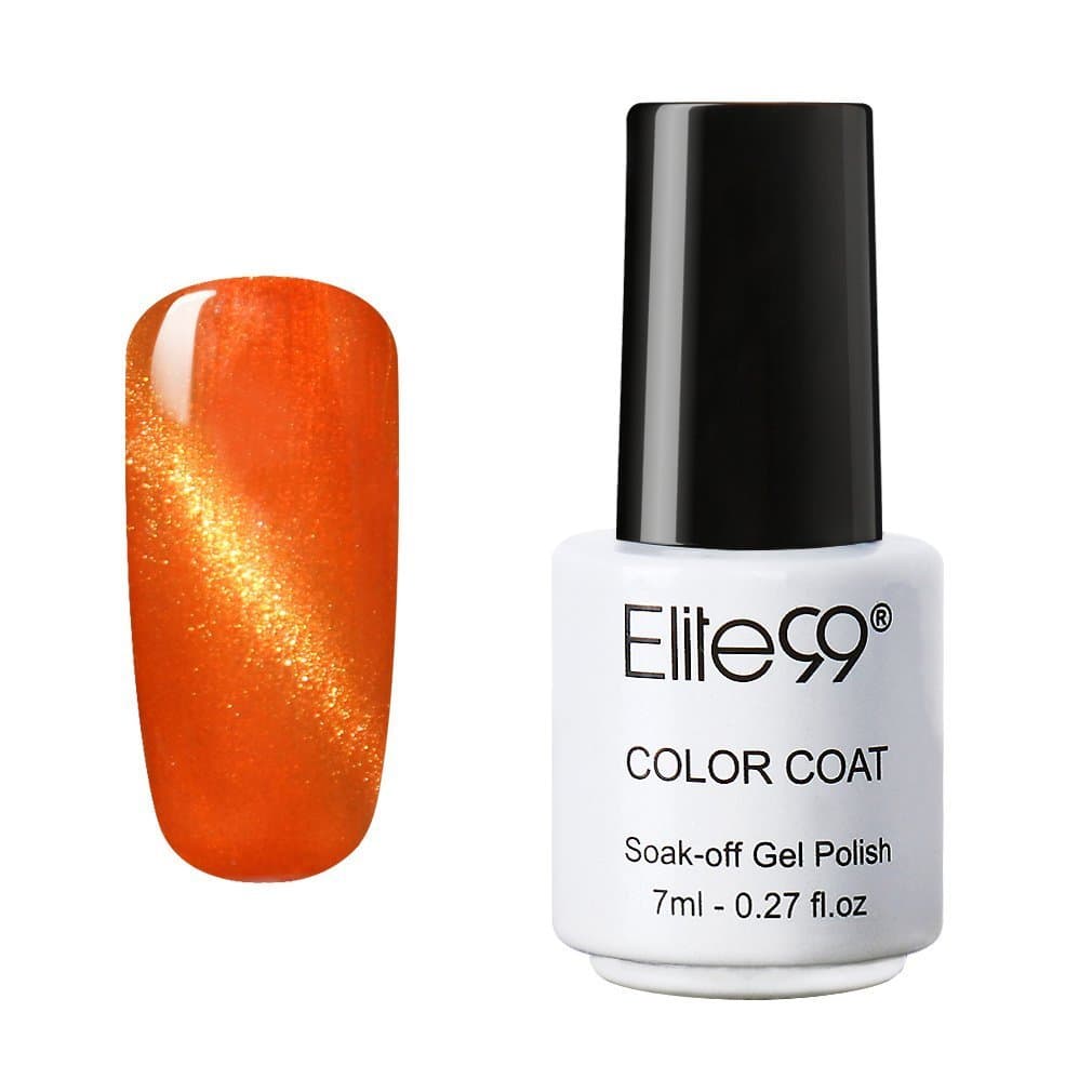 Elite99 UV LED 3D Cat Eye Effect Nail Gel Polish Magnetic Soak Off Varnish 9904 Orange with Gold Eye