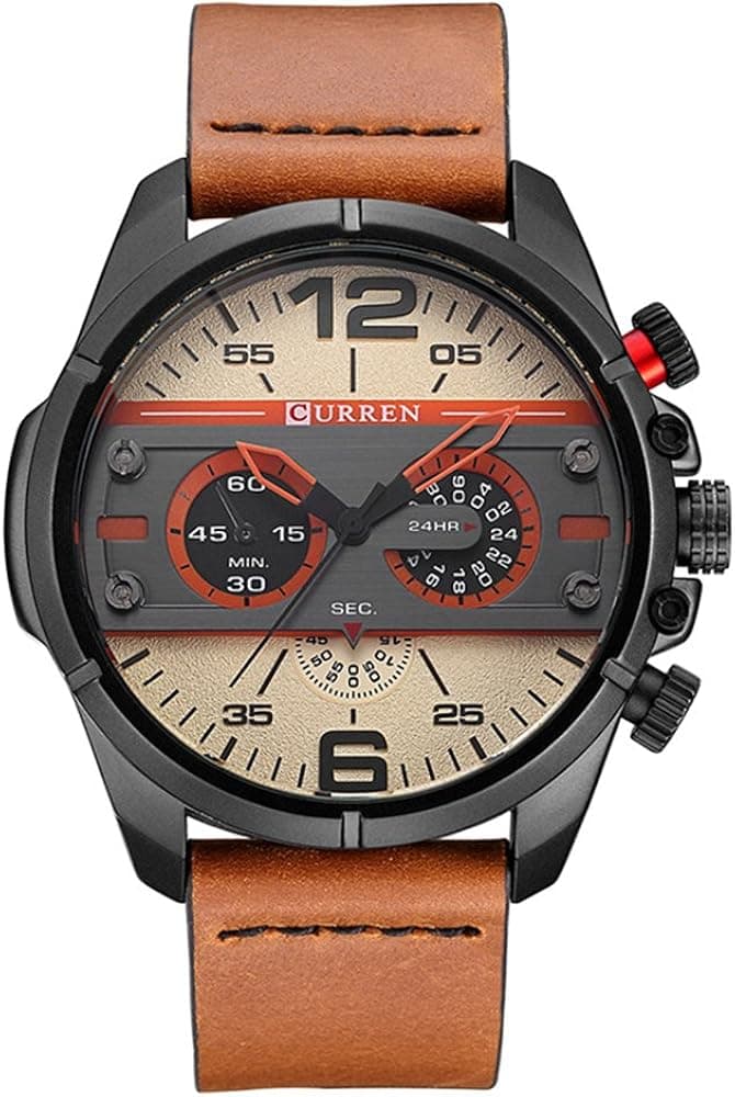 CURREN Men Watch Luxury Leather Sport Watches Quartz Waterproof Wristwatch 8259