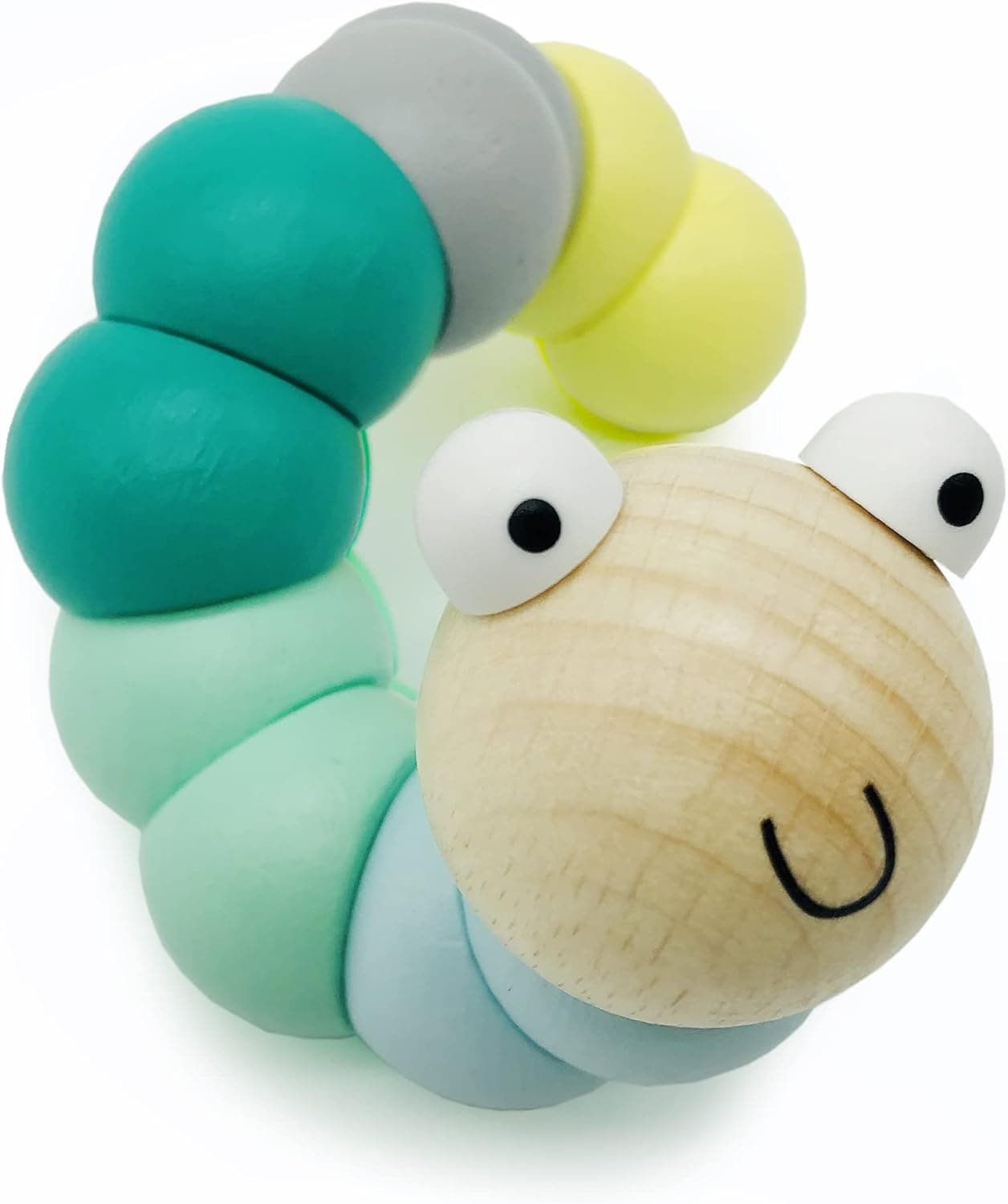 Lecelzie Colorful Wooden Caterpillar Toy for Girls Boys Toddlers and Babies Early Learning Education Fine Motor Skills Developmental Tactile Toys, Lovevery Worm Toy Gift(Blue)