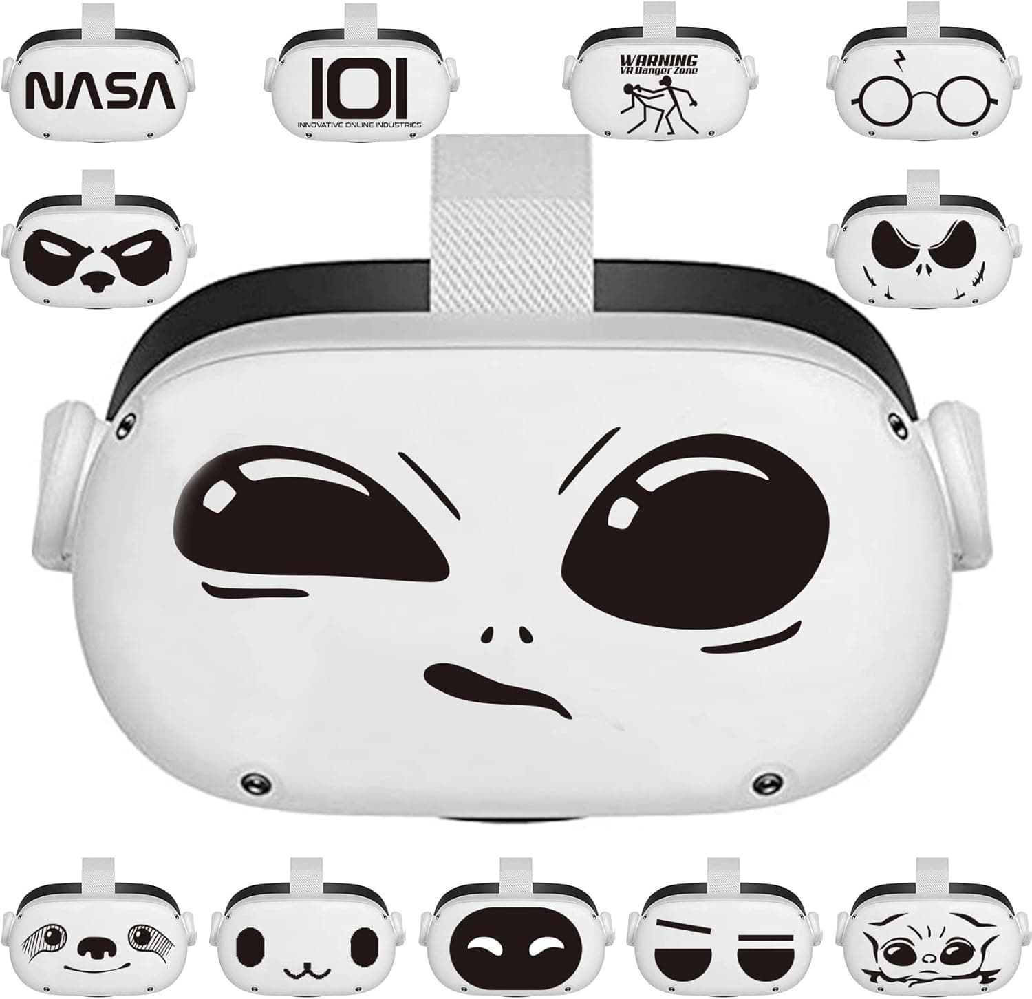 VR Stickers 12 Pcs, Headset Sticker, Baymax for Oculus Quest 2, Decals Sticker Skin MetaQuest Headset, PC Gaming Virtual Reality Protective Accessory 2, Black