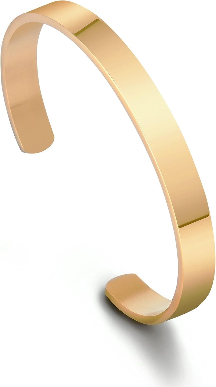 Personalized Stainless Steel Mirro Polished Cuff Bracelet For Women- Free Engraving Bangle For Girls