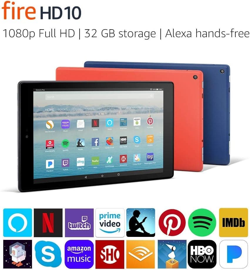 Certified Refurbished Fire HD 10 Tablet with Alexa Hands-Free, 10.1" 1080p Full HD Display, 32 GB, Black - with Special Offers (Previous Generation - 7th)