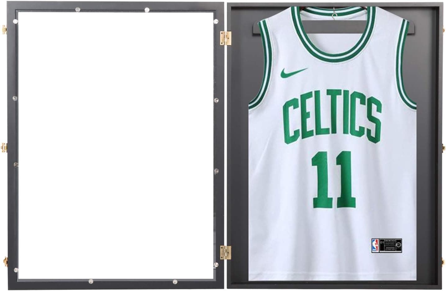 Kinbor Jersey Frame Display Case Black Shadow Box Large Lockable Frames with UV Protection and Hanger for Baseball Basketball Football Soccer Hockey Sport Shirt