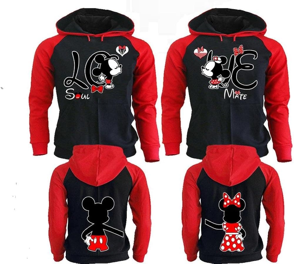Mickey Minnie Kissing Couple Hoodies, Matching Hoodies, His and Her Sweatshirts