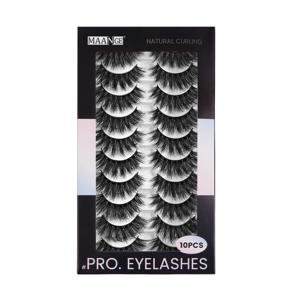 MAANGE Magnetic Eyelashes with Eyeliner Kit,10 Pair Reusable Natural Magnetic Lashes,2 Tubes of Magnetic Eyeliner with Tweezers 3D Natural Look False Lashes -No Glue Need