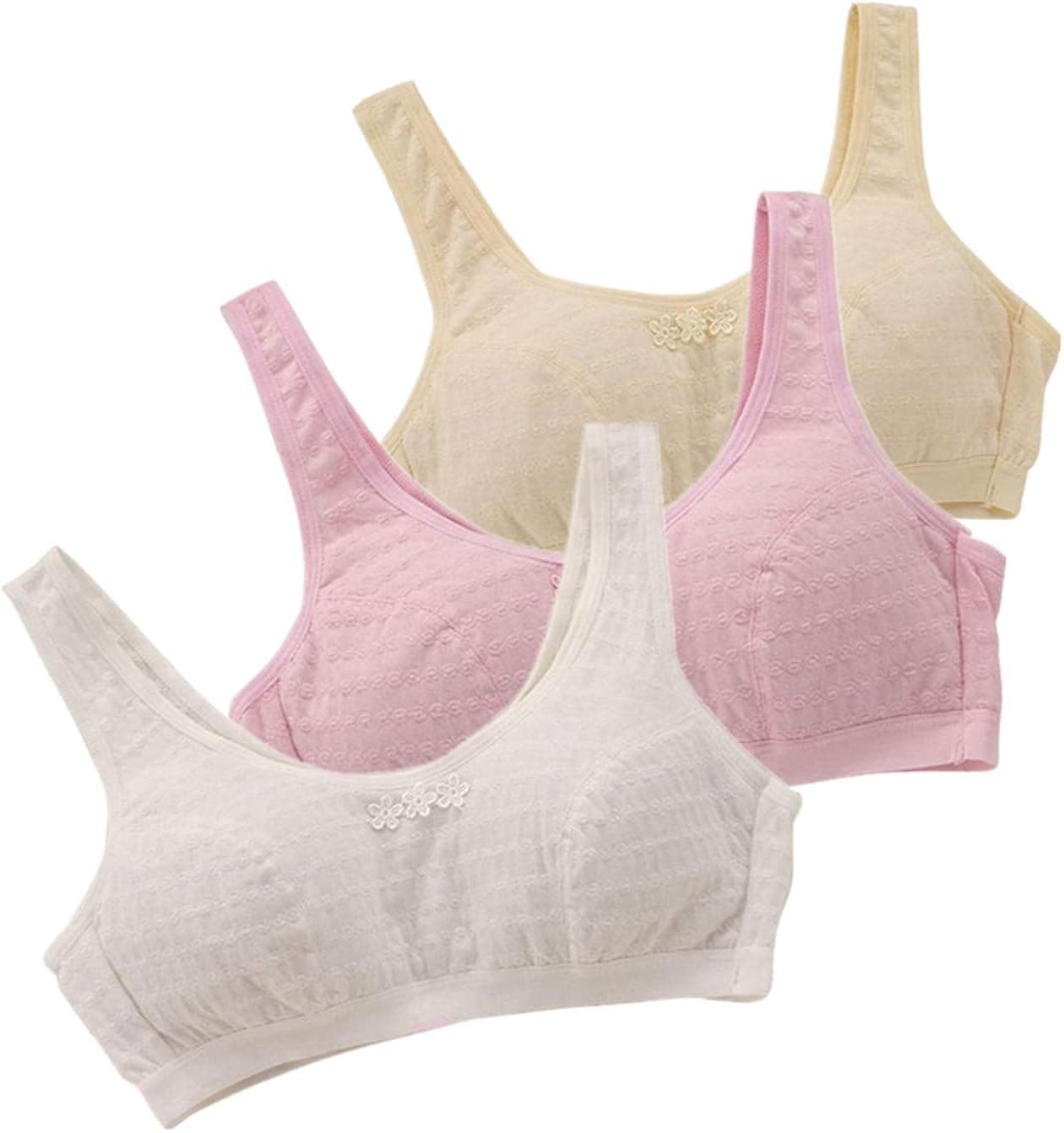 MANJIAMEI Teens Girls Cotton Training Bras Wireless Thin Padded First Bra for Girls