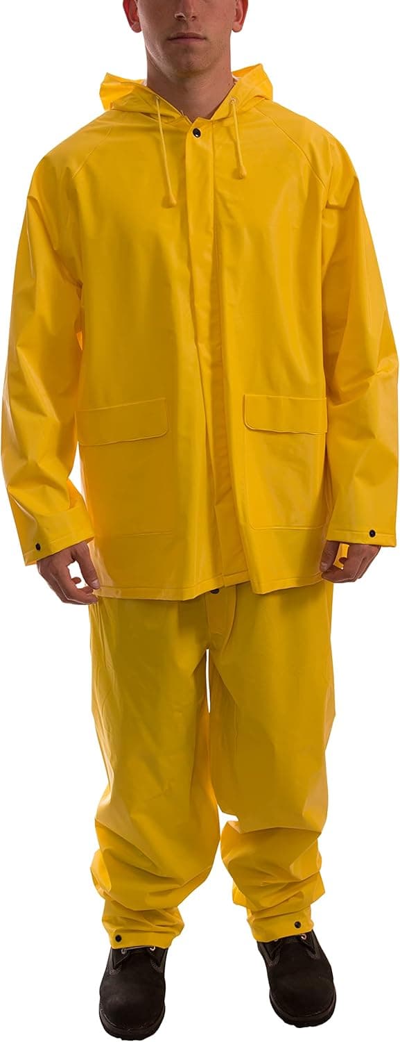 Tingley Tuff-Enuff Plus S62217 2-Piece Waterproof Suit With Attached Hood, Extra-Large, Yellow