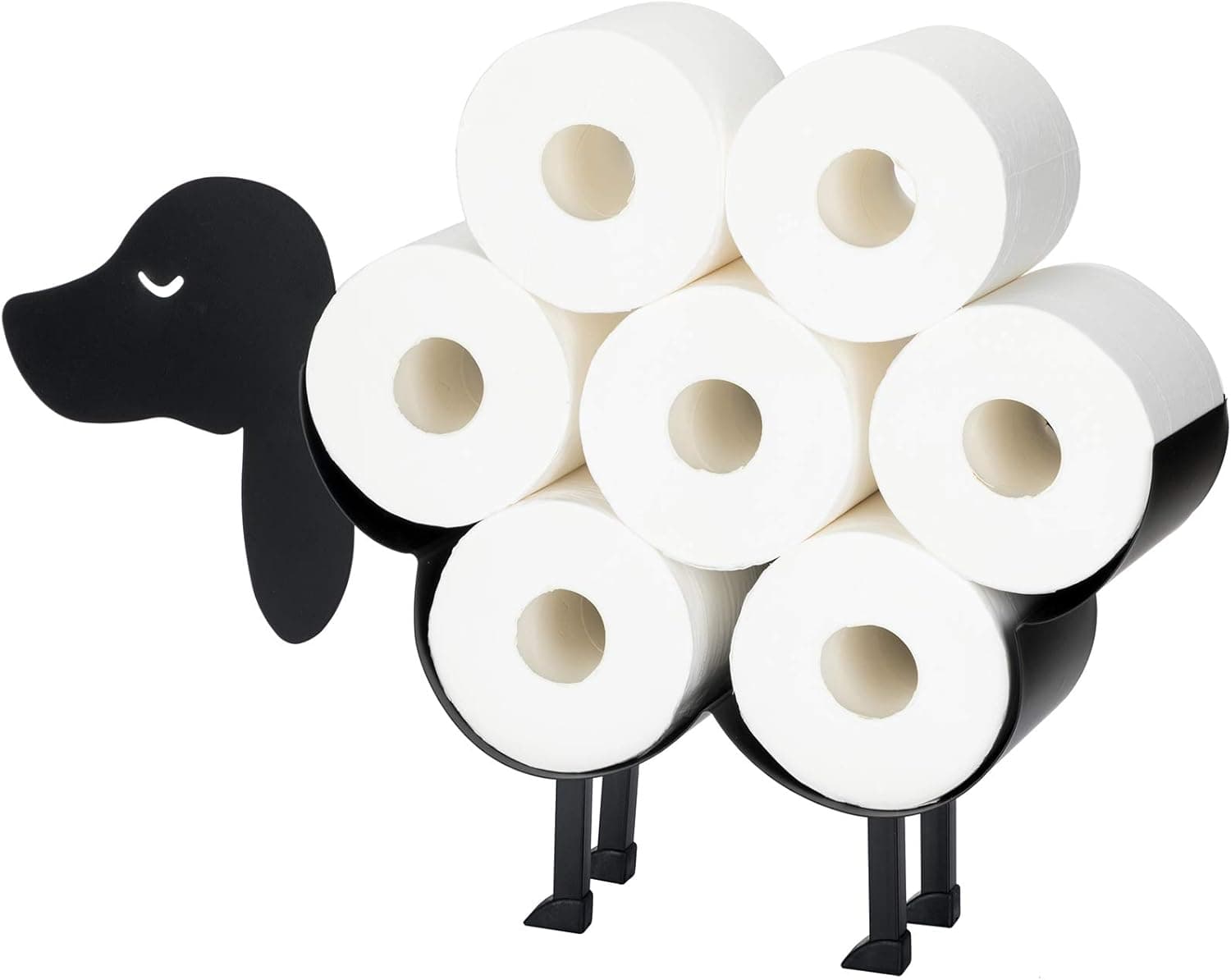 Toilet Paper Holder – Funny Bathroom Art Toilet Paper Stand – Toilet Tissue Paper Storage – Premium Metallic Design – Practical and Convenient (Dog)