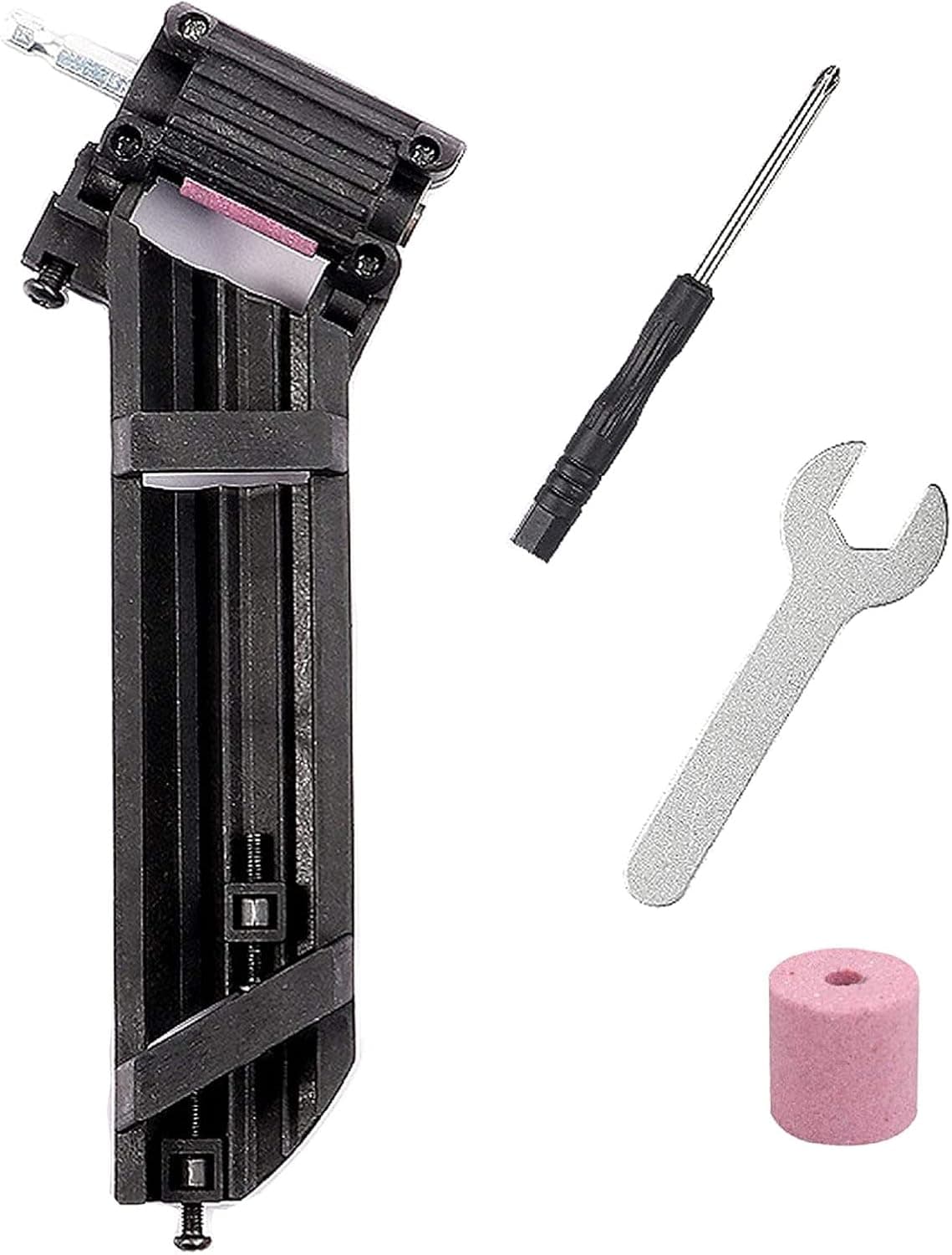 Drill Bit Sharpening Tool Portable Diamond Drill Bit Grinder for Drill Polishing Wheel Drill Bit Sharp Sharpener Universal Fits 1/4” (6.35mm) with Extra Corundum Grinding Wheel Screwdriver Wrench