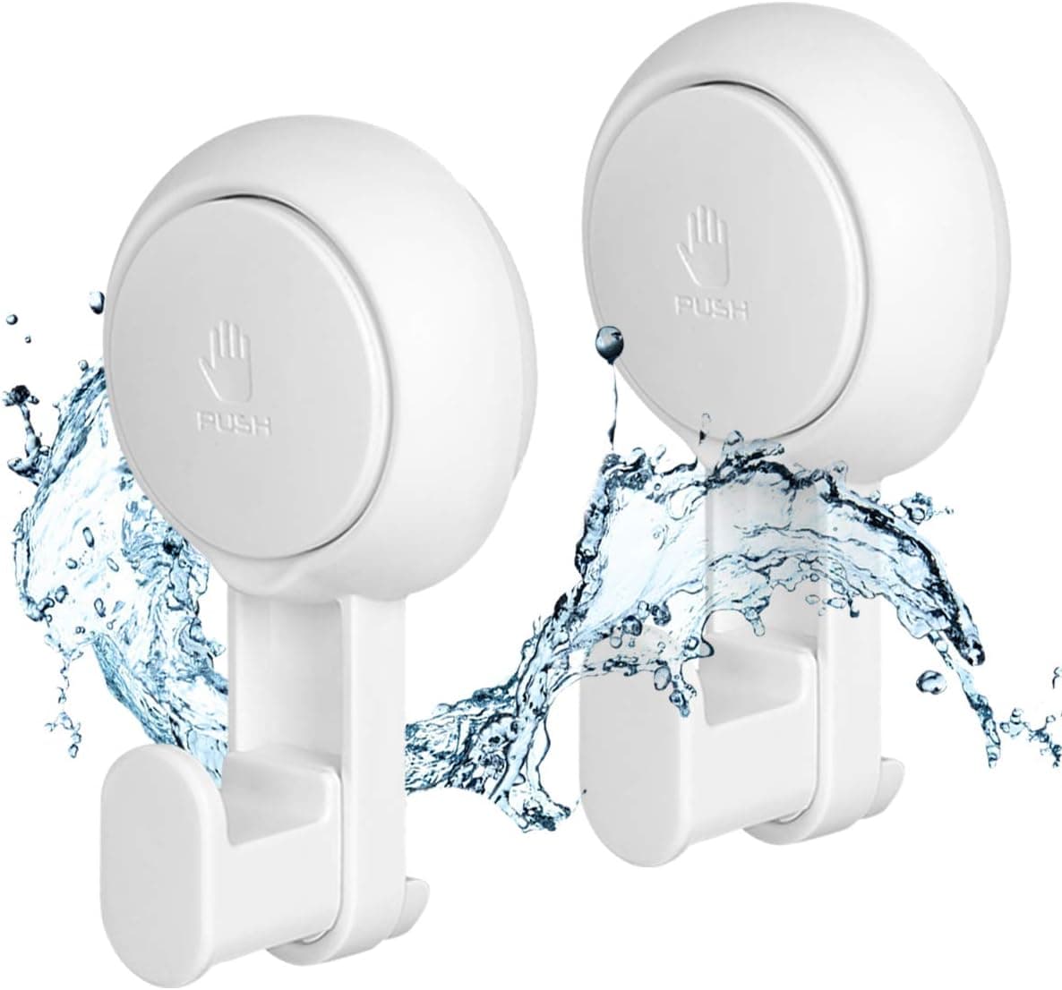 LUXEAR Suction Cup Hook Towel Hooks Shower Hooks Removable Kitchen Suction Hooks Vacuum Wall Holder for Home Bathroom Holder for Loofah Sponge Towel Key Coat Bag - 2 Pack