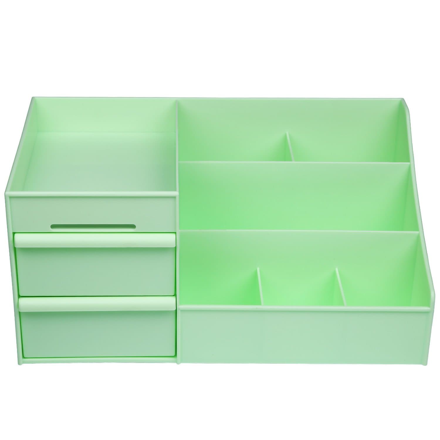 Molain Molain Makeup Organizer Plastic Makeup Storage Display with Drawers Cosmetic Organizer Cases and Box (Green)