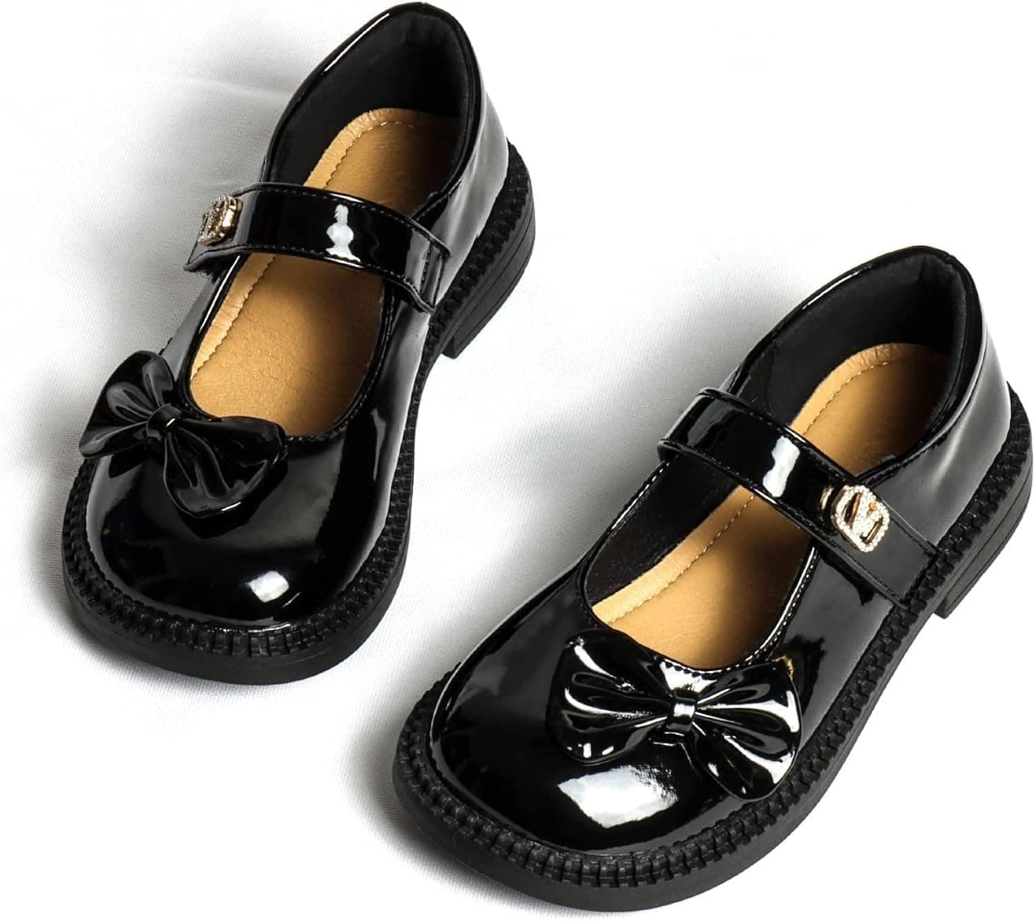 Black School Shoes for Girls,Mary Jane Shoes,Dress Shoes Flats Bowknot Leather Toddler/Little Kid/Big Kid