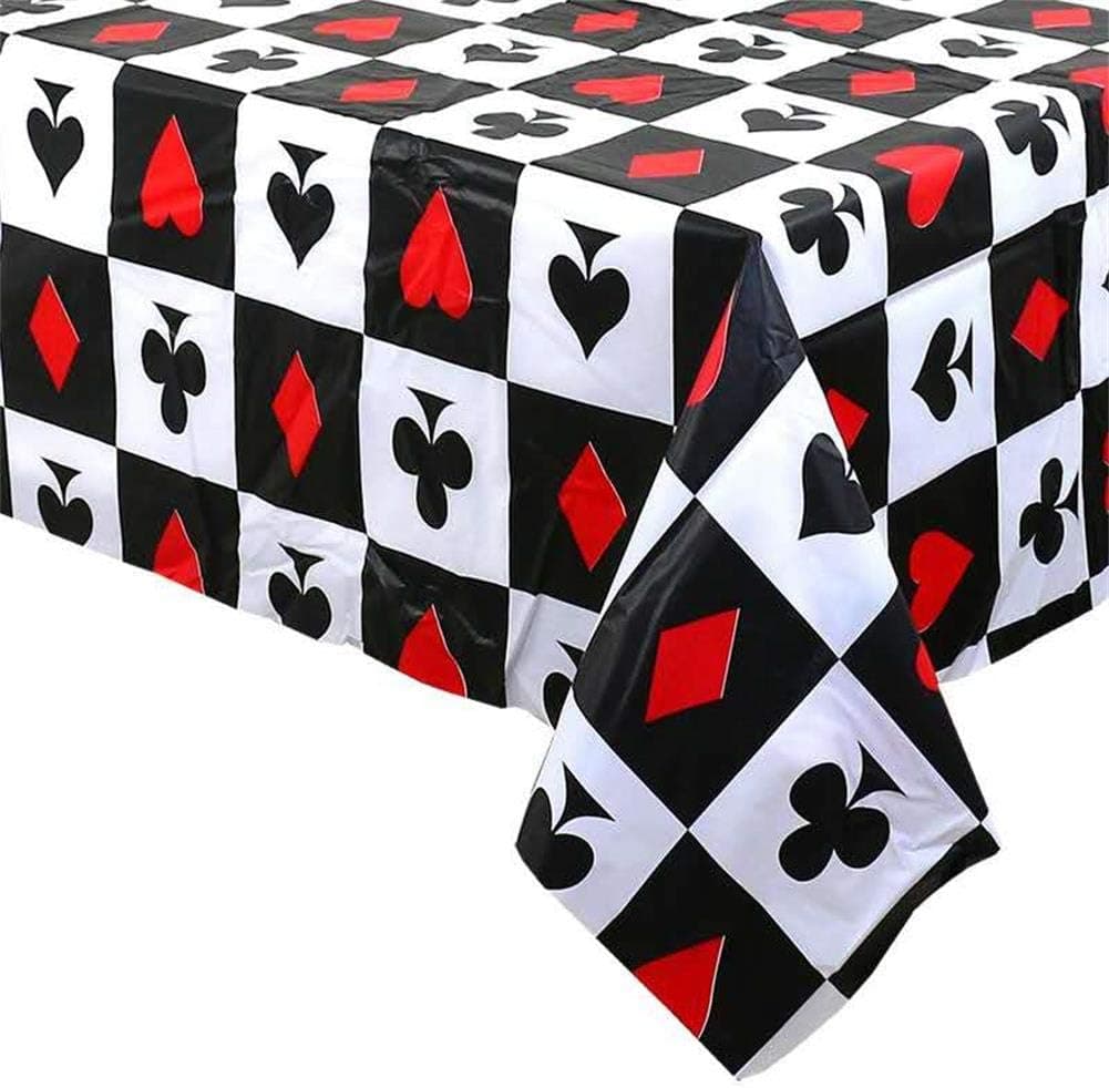 NBGRLVS Yeegfeyeyy Poker Themed Birthday Party Decorations - Casino Poker and Magic Plastic Tablecloth | 54 x 108 inches,Disposable Table Cover