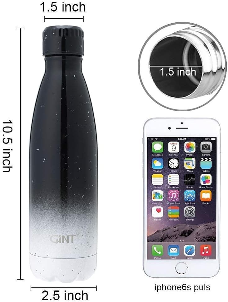 GiNT Stainless Steel Vacuum Insulated Double Walled Water Bottle, Leak-Proof Cola Shape, Keeps Drinks Hot and Cold, Outdoor Sports, Travel Mug, 17oz Star