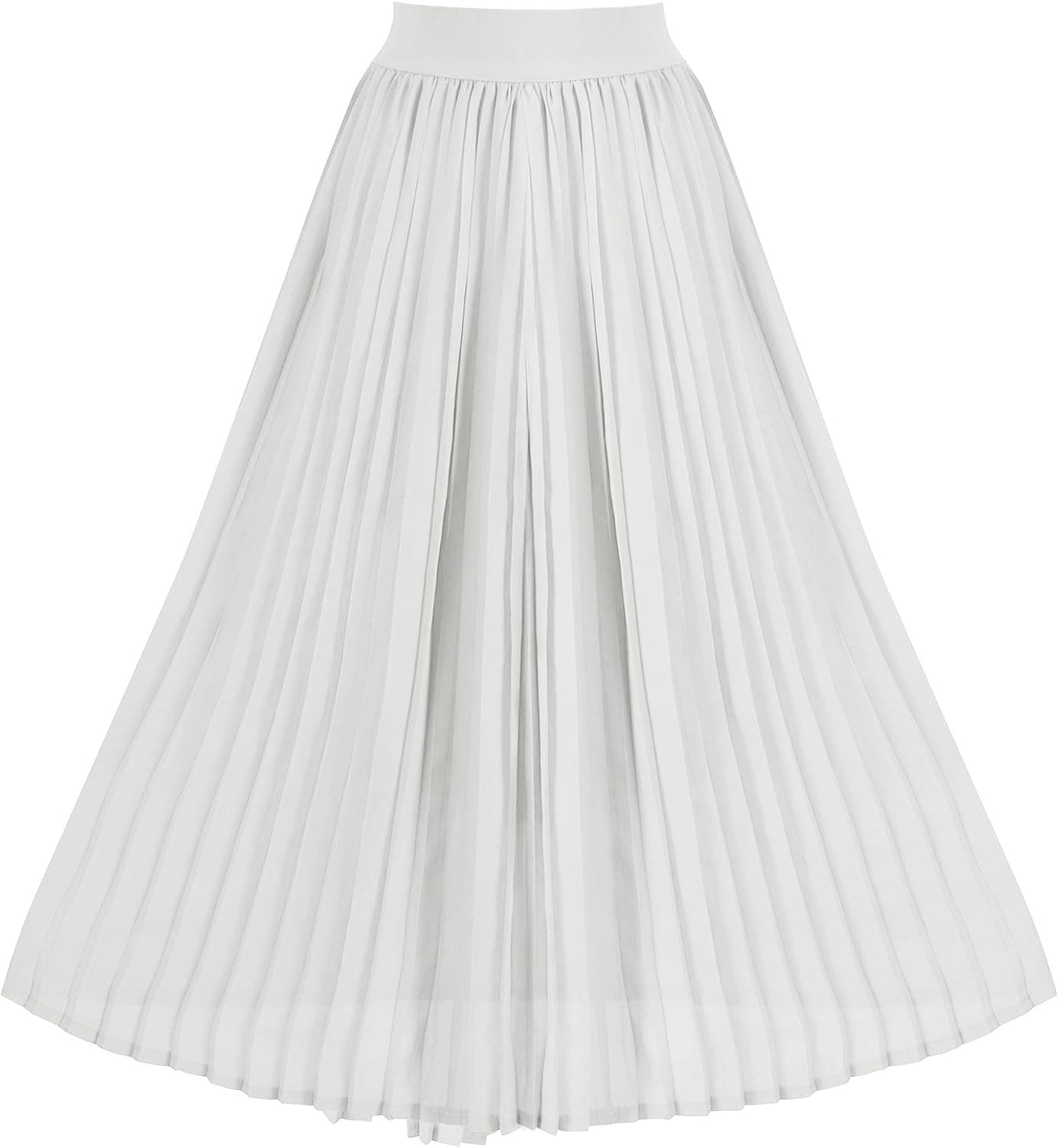 Howriis Women's Summer Chiffon Pleated A-line Midi Skirt Dress