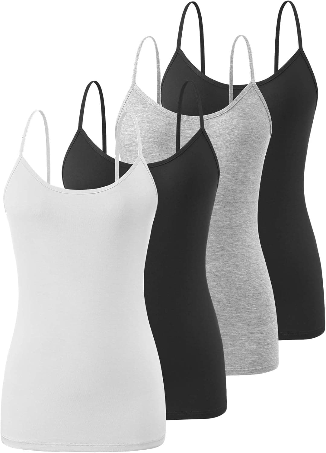 Air Curvey 2&4 PCS Basic Camisole for Women Cami Tanks Adjustable Spaghetti Strap Tank Tops