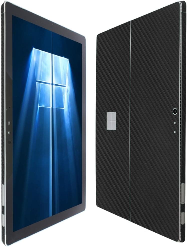 Skinomi Black Carbon Fiber Full Body Skin Compatible with Microsoft Surface Pro 4 2015 / Surface Pro 5 2017 (Full Coverage) TechSkin with Anti-Bubble Clear Film Screen Protector