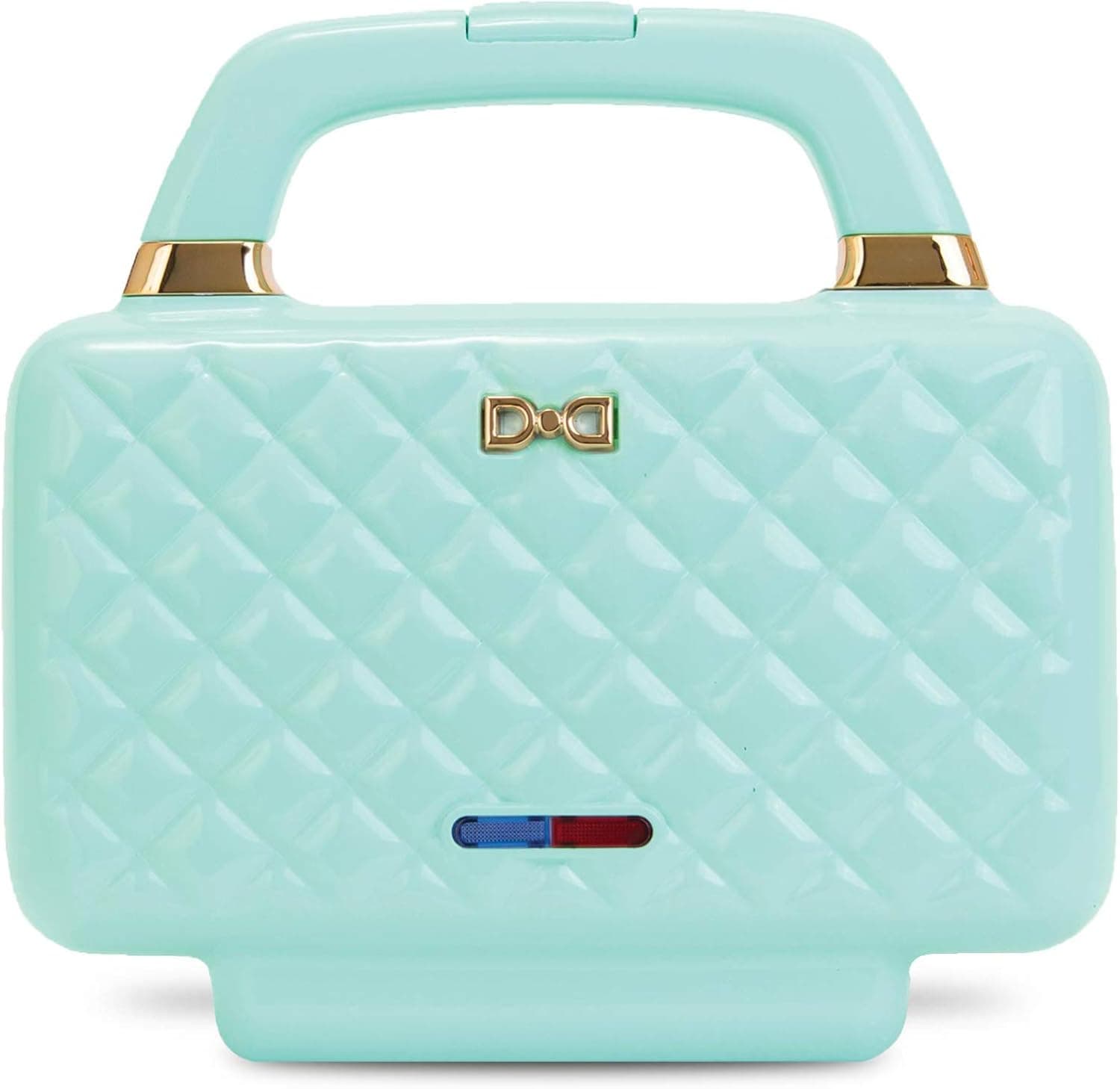 Dash Kitchen Couture Compact Panini Press + Electric Sandwich Maker with Dual Cooking Pans Nonstick, Indicator Light + Recipe book for Toasting, Grilling, Waffles, Omelets & More - Aqua